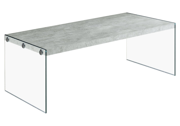 44" Gray And Clear Glass Coffee Table Image 2