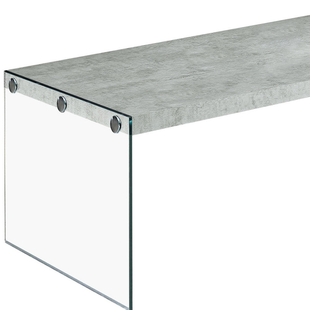 44" Gray And Clear Glass Coffee Table Image 4