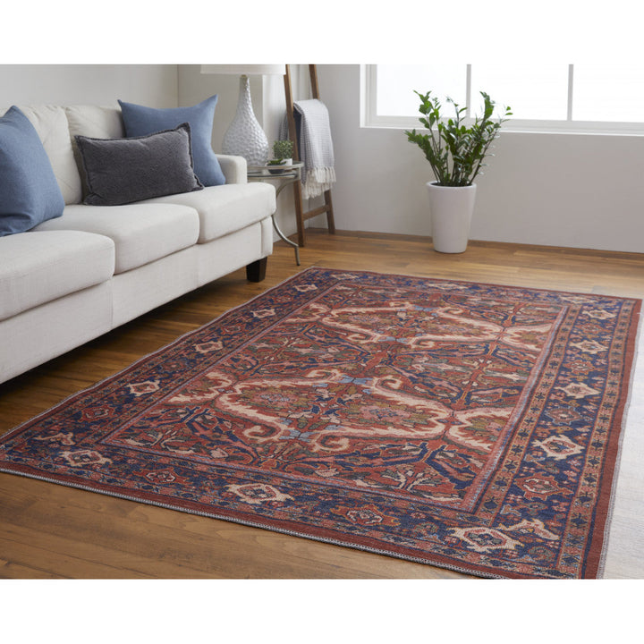 4 X 6 Red Tan And Blue Floral Power Loom Area Rug Image 10