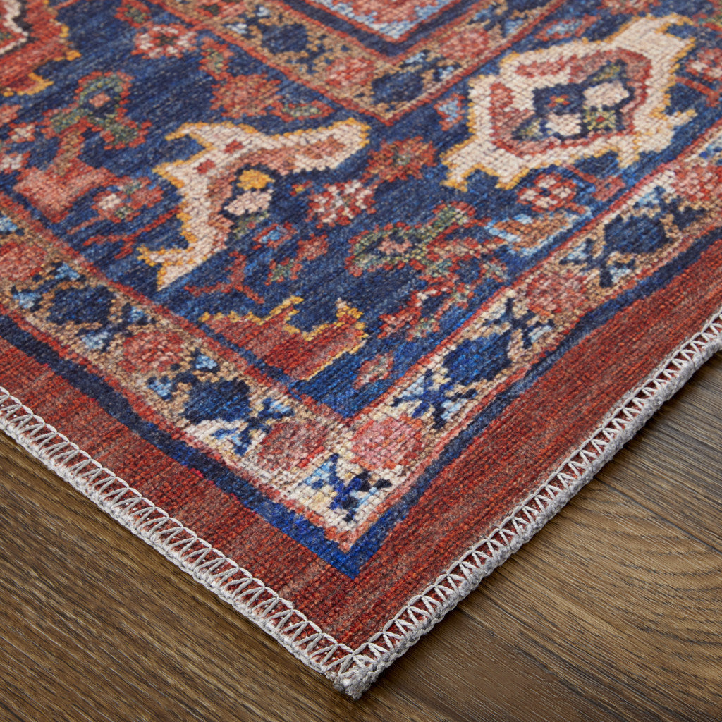 4 X 6 Red Tan And Blue Floral Power Loom Area Rug Image 12