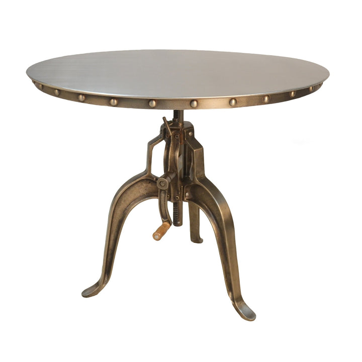 36" Antiqued Bronze Nickel Finish Adjustable Crank Round Top Dining Image 1