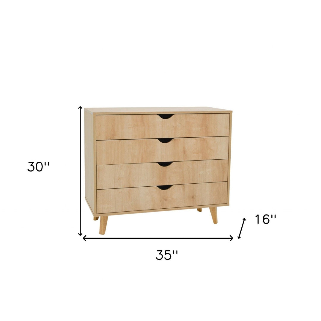 35" Natural Solid Wood Four Drawer Dresser Image 6