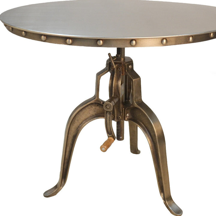 36" Antiqued Bronze Nickel Finish Adjustable Crank Round Top Dining Image 4