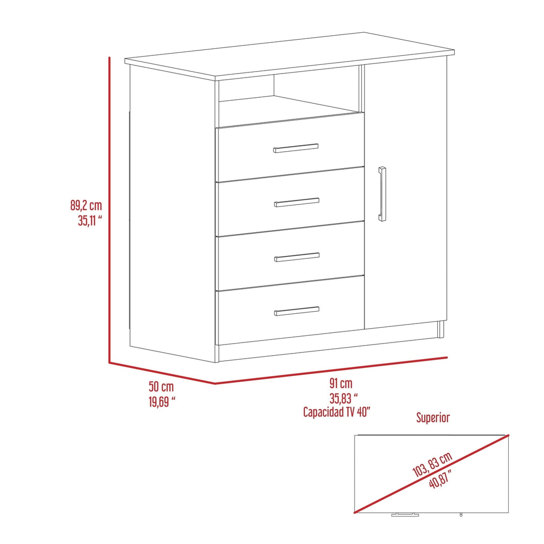 36" Light Gray Four Drawer Dresser Image 4