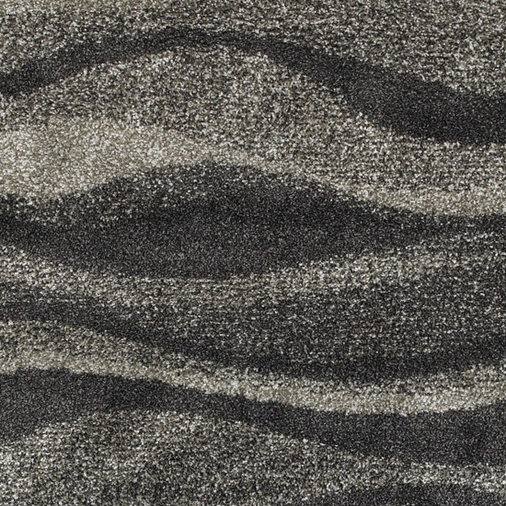 4 X 6 Charcoal Silver And Grey Abstract Shag Power Loom Stain Resistant Area Rug Image 6