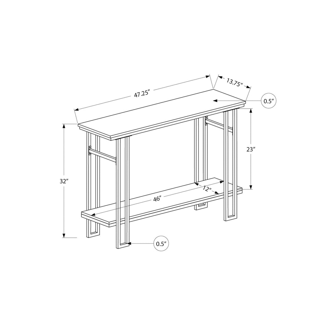 47" Gray And Black Frame Console Table With Storage Image 4