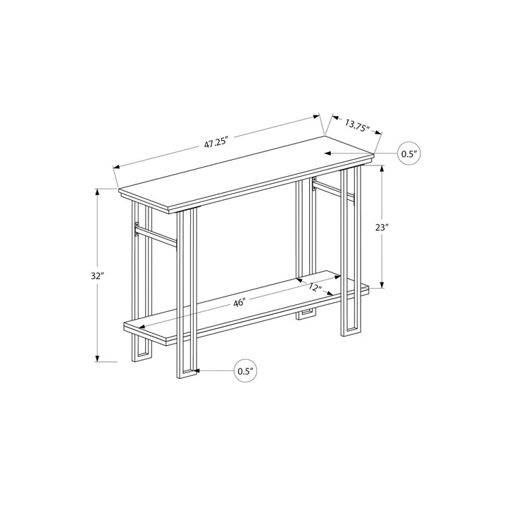 47" Gray And Black Frame Console Table With Storage Image 4