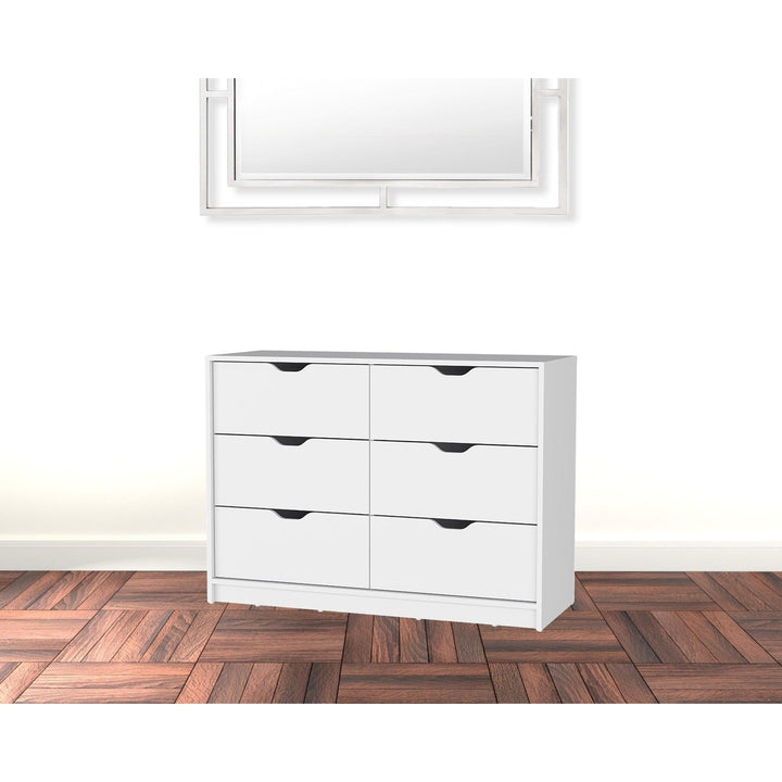 42" White Manufactured Wood Six Drawer Modern Dresser Image 7