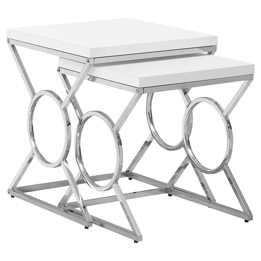 43" Silver And White Nested Tables Image 1