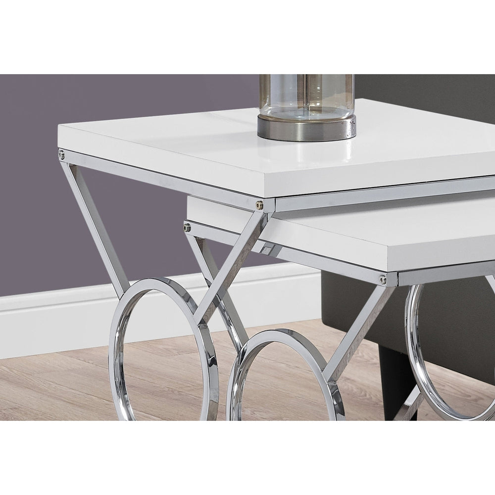 43" Silver And White Nested Tables Image 2