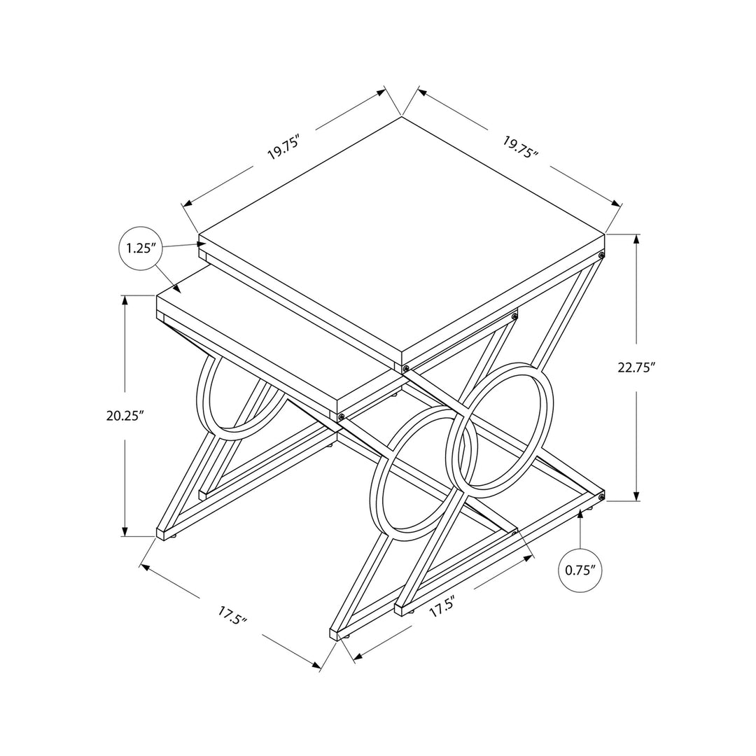 43" Silver And White Nested Tables Image 3