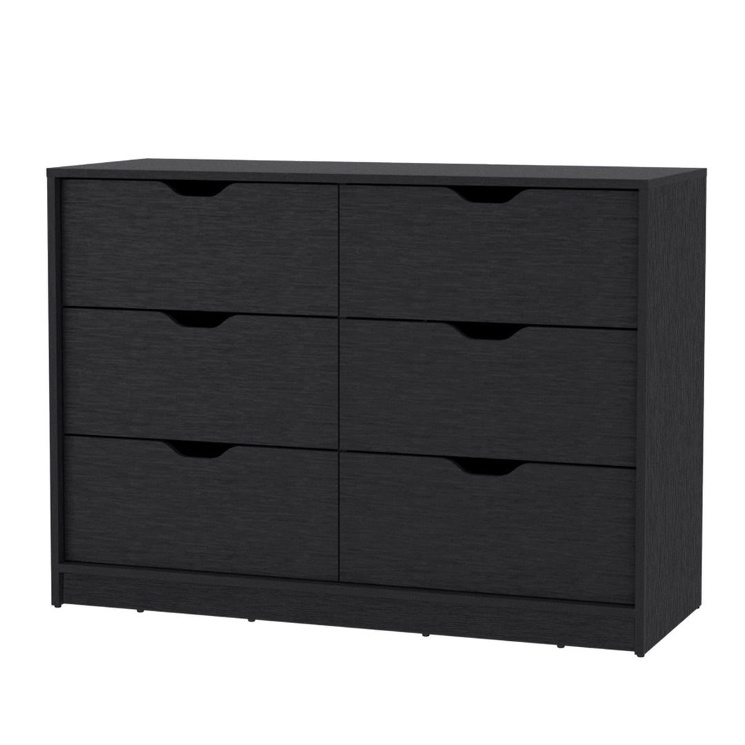 42" Black Manufactured Wood Six Drawer Modern Dresser Image 1