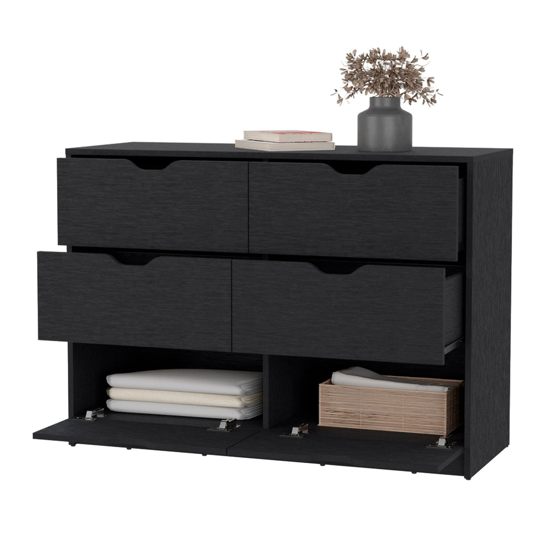 42" Black Manufactured Wood Six Drawer Modern Dresser Image 3