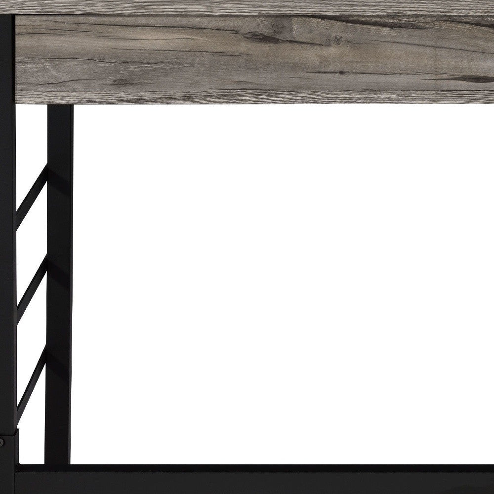 42" Brown and Black Writing Desk With Two Drawers Image 2