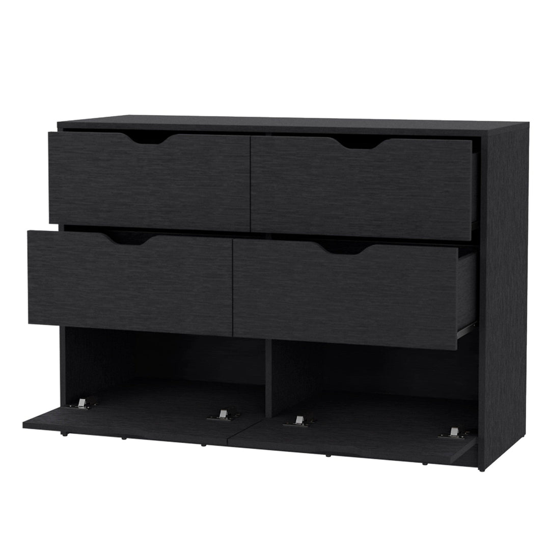 42" Black Manufactured Wood Six Drawer Modern Dresser Image 6