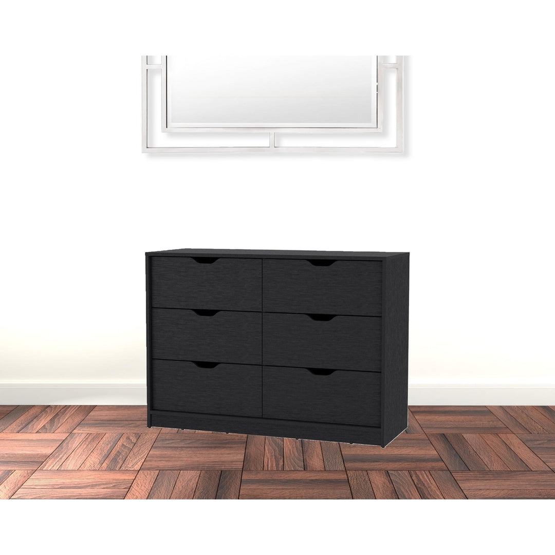 42" Black Manufactured Wood Six Drawer Modern Dresser Image 7