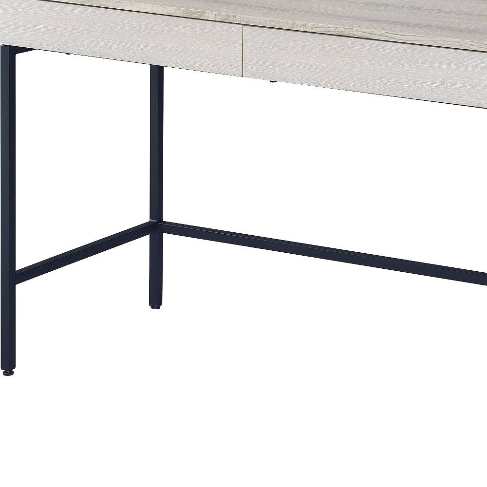 42" Natural and Black Writing Desk With Two Drawers Image 4