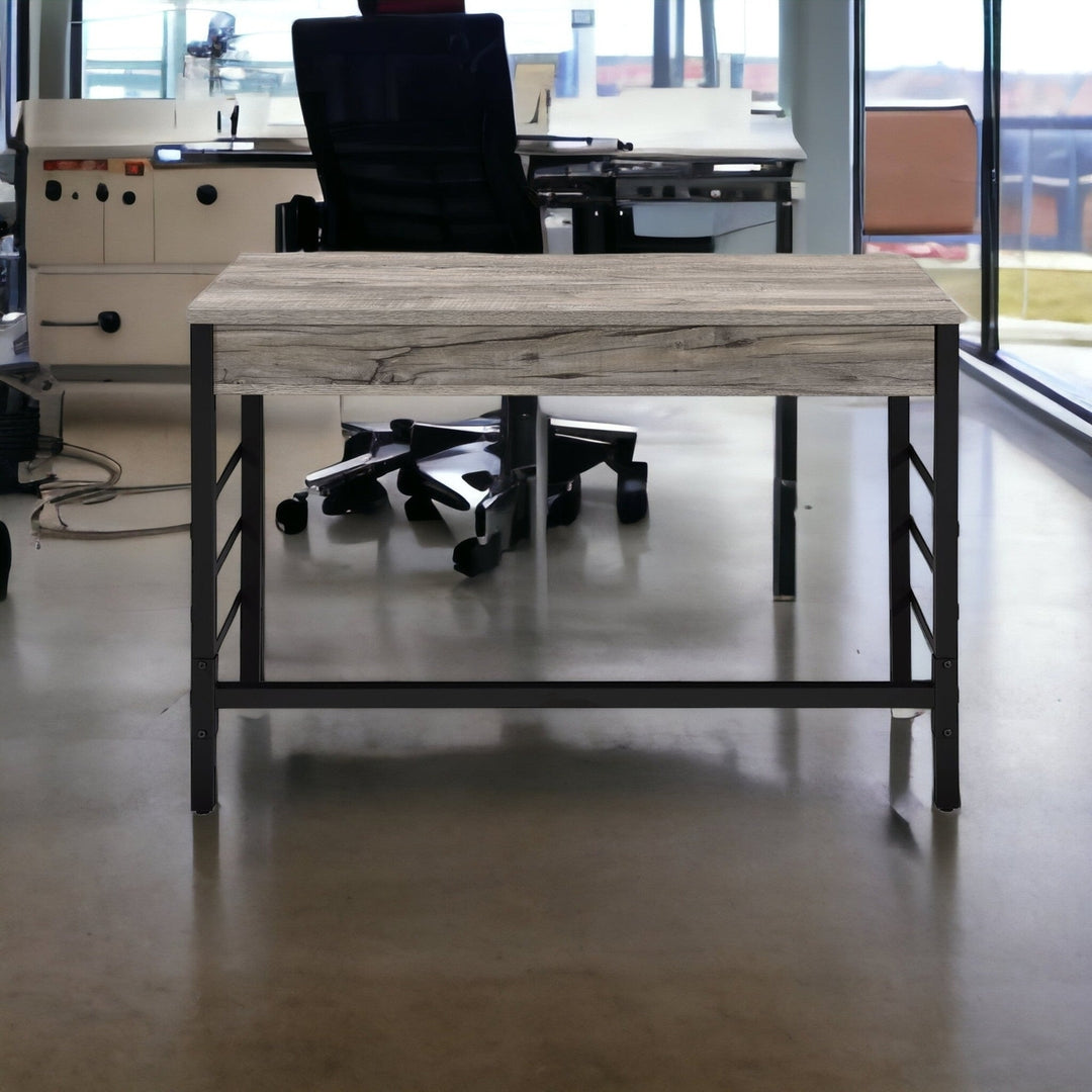 42" Brown and Black Writing Desk With Two Drawers Image 6