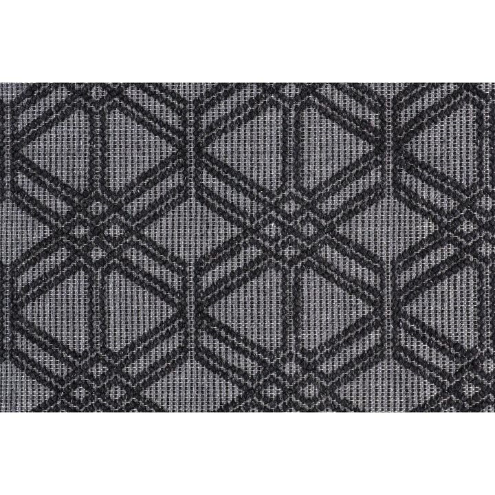 5 X 8 Black And Gray Wool Geometric Hand Woven Area Rug With Fringe Image 11