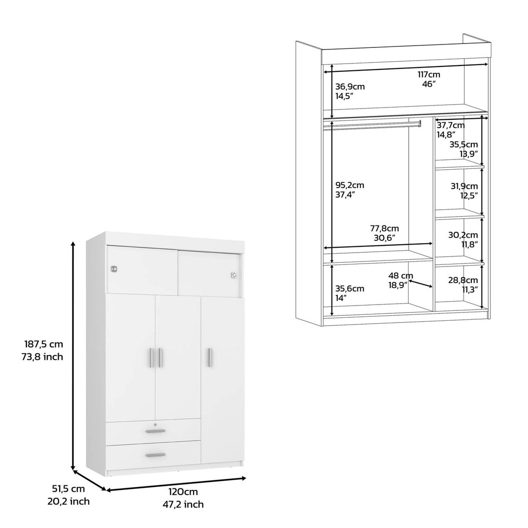 47" White Two Drawer Dresser Image 3