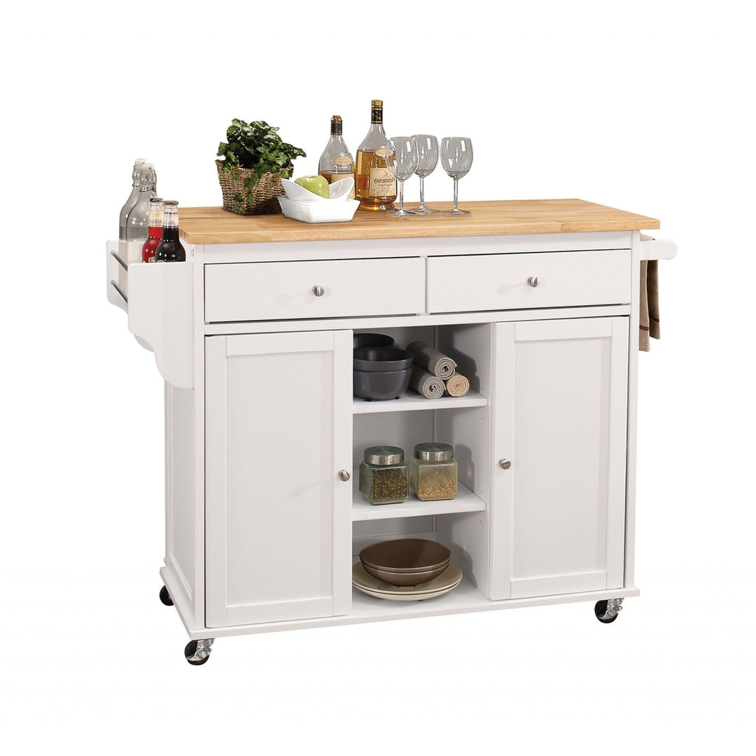 47" X 18" X 34" Natural And White Kitchen Island Image 1