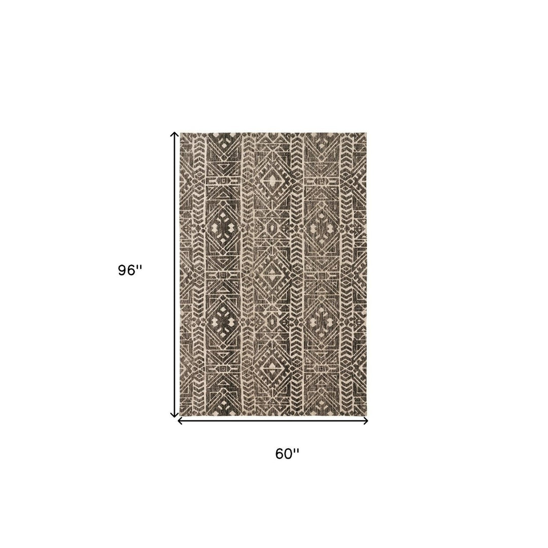 5 X 8 Brown Taupe And Ivory Striped Stain Resistant Area Rug Image 1