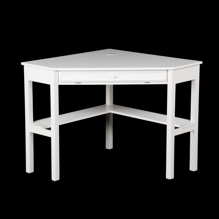 48" White Solid Wood Corner Writing Desk Image 2