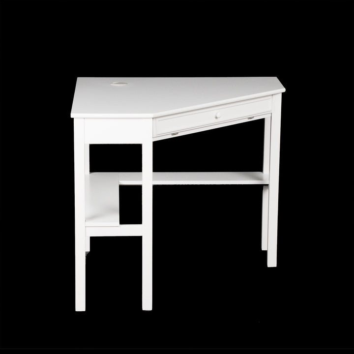 48" White Solid Wood Corner Writing Desk Image 3