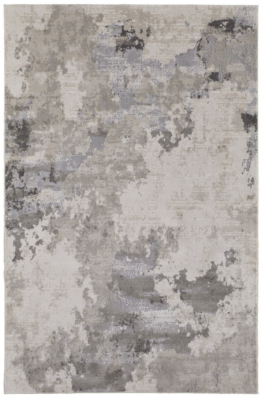 5 X 8 Ivory And Gray Abstract Stain Resistant Area Rug Image 1