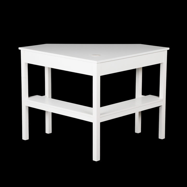 48" White Solid Wood Corner Writing Desk Image 4