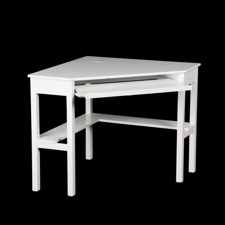 48" White Solid Wood Corner Writing Desk Image 5