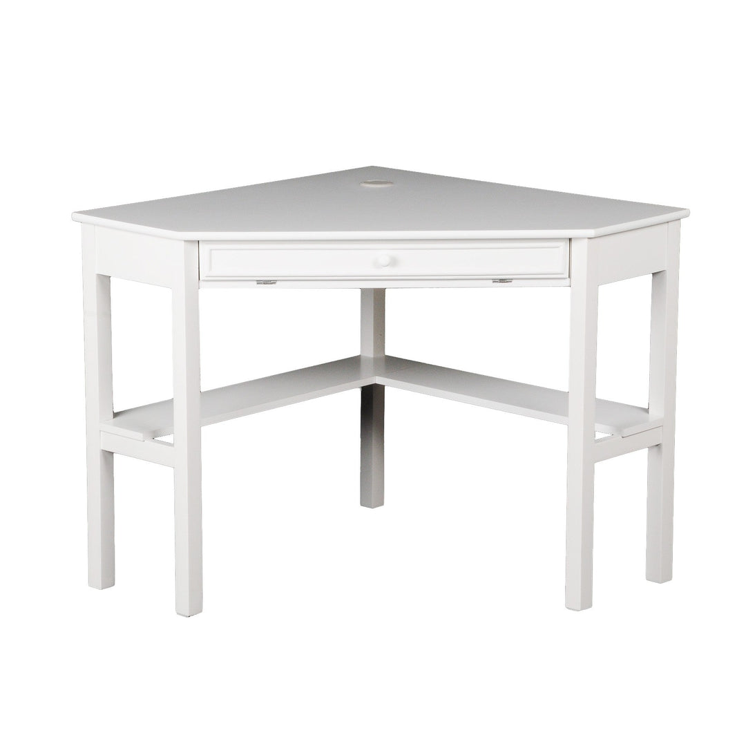 48" White Solid Wood Corner Writing Desk Image 6