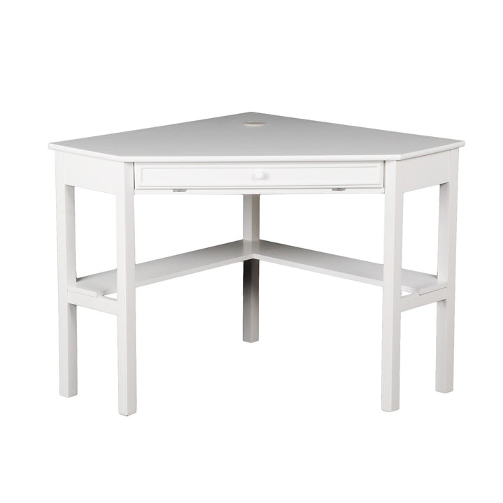 48" White Solid Wood Corner Writing Desk Image 6