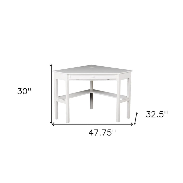 48" White Solid Wood Corner Writing Desk Image 10