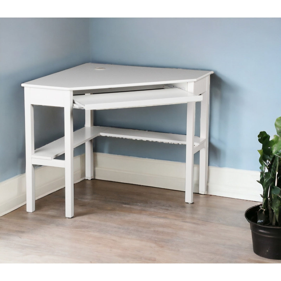 48" White Solid Wood Corner Writing Desk Image 11