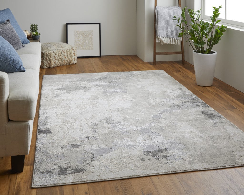 5 X 8 Ivory And Gray Abstract Stain Resistant Area Rug Image 7