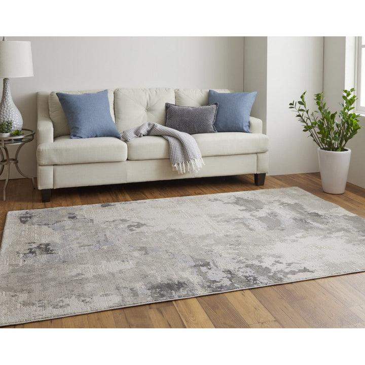 5 X 8 Ivory And Gray Abstract Stain Resistant Area Rug Image 12