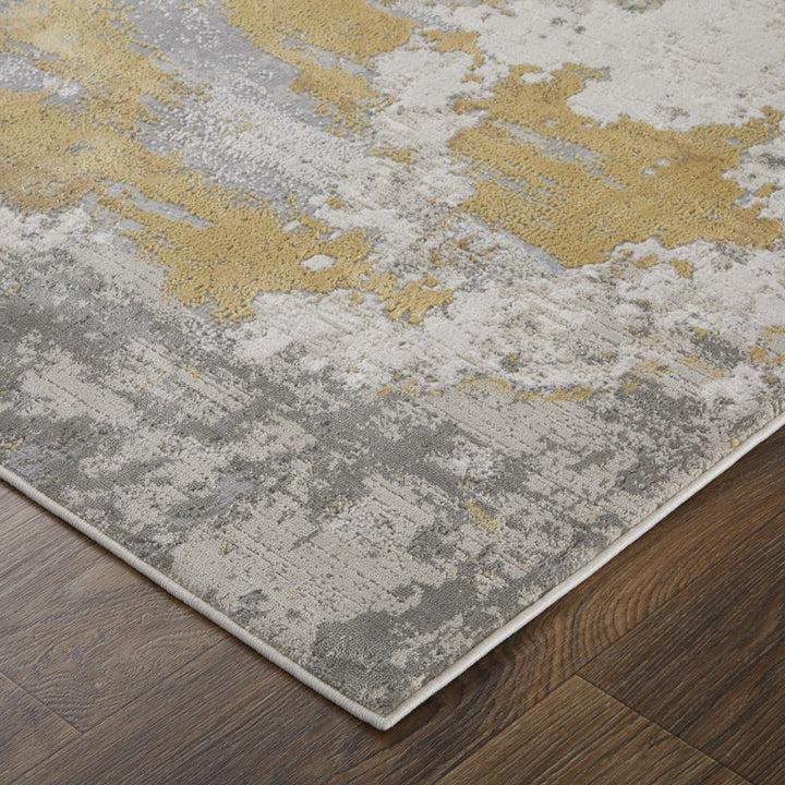 5 X 8 Ivory Gold And Gray Abstract Stain Resistant Area Rug Image 12