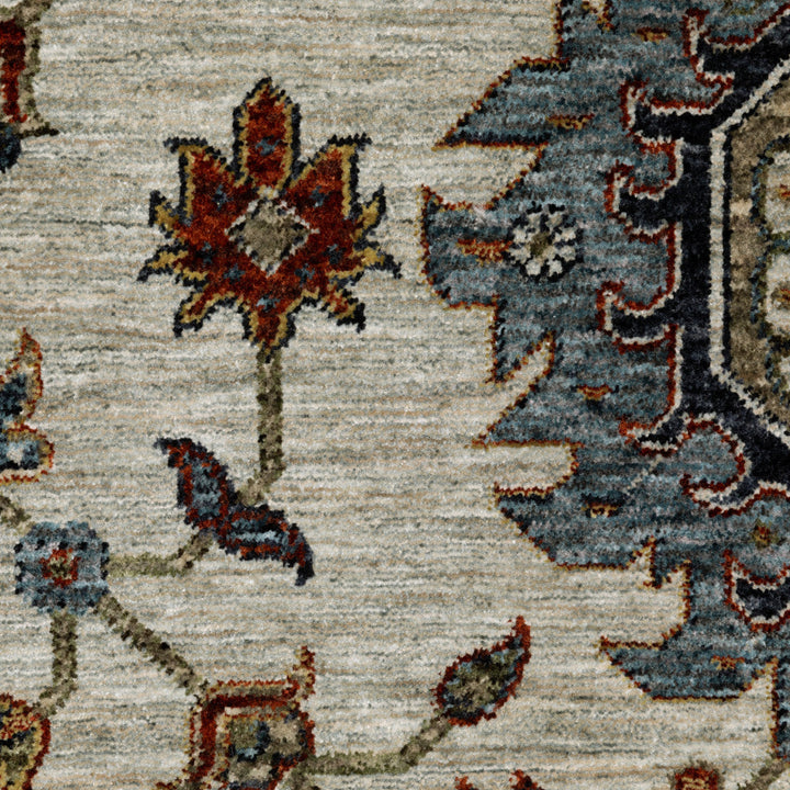 5 X 8 Beige Rust Red Blue Gold And Grey Oriental Power Loom Stain Resistant Area Rug With Fringe Image 8