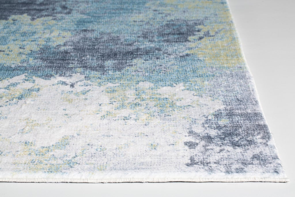 5 x 8 Blue and Ivory Abstract Area Rug Image 2