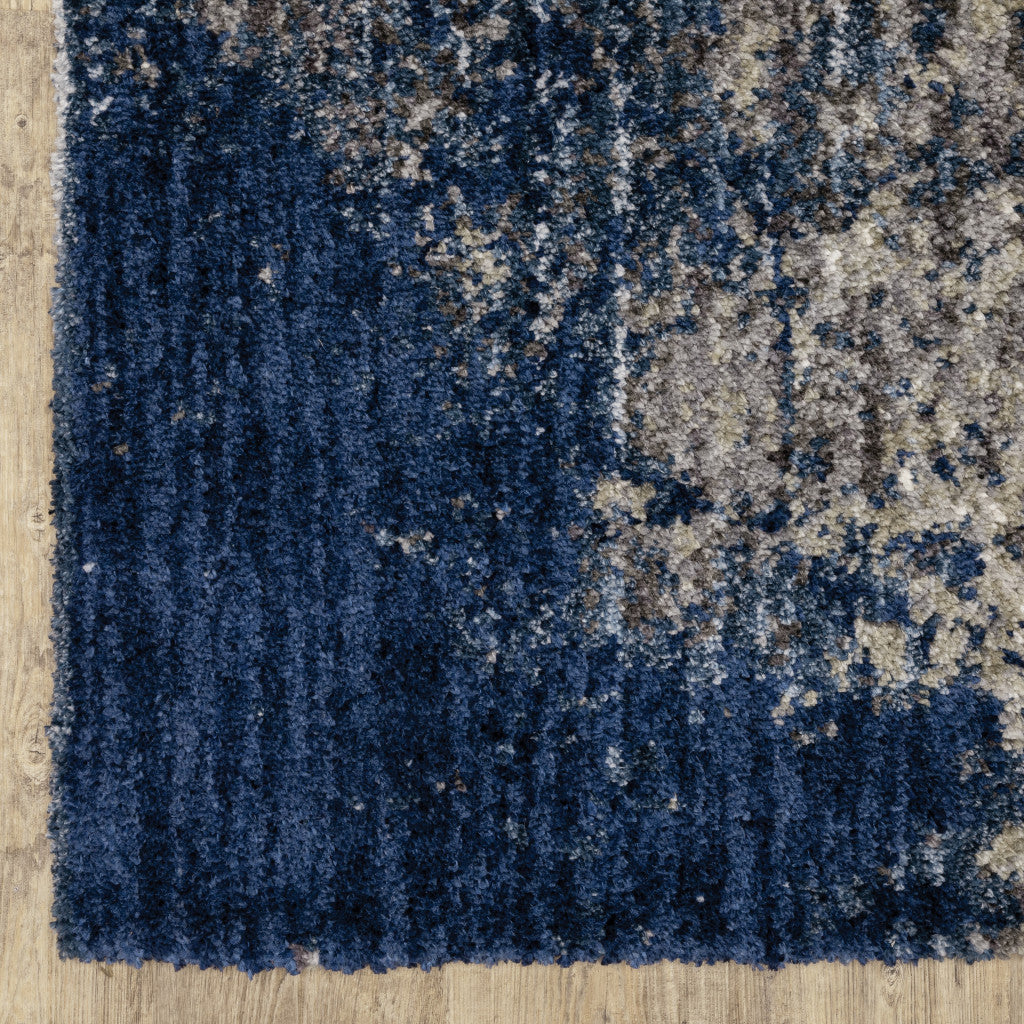 5 X 8 Blue And Grey Abstract Shag Power Loom Stain Resistant Area Rug Image 7