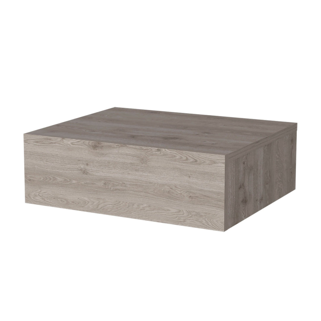 5" Gray One Drawer Faux Wood Floating Nightstand Image 1