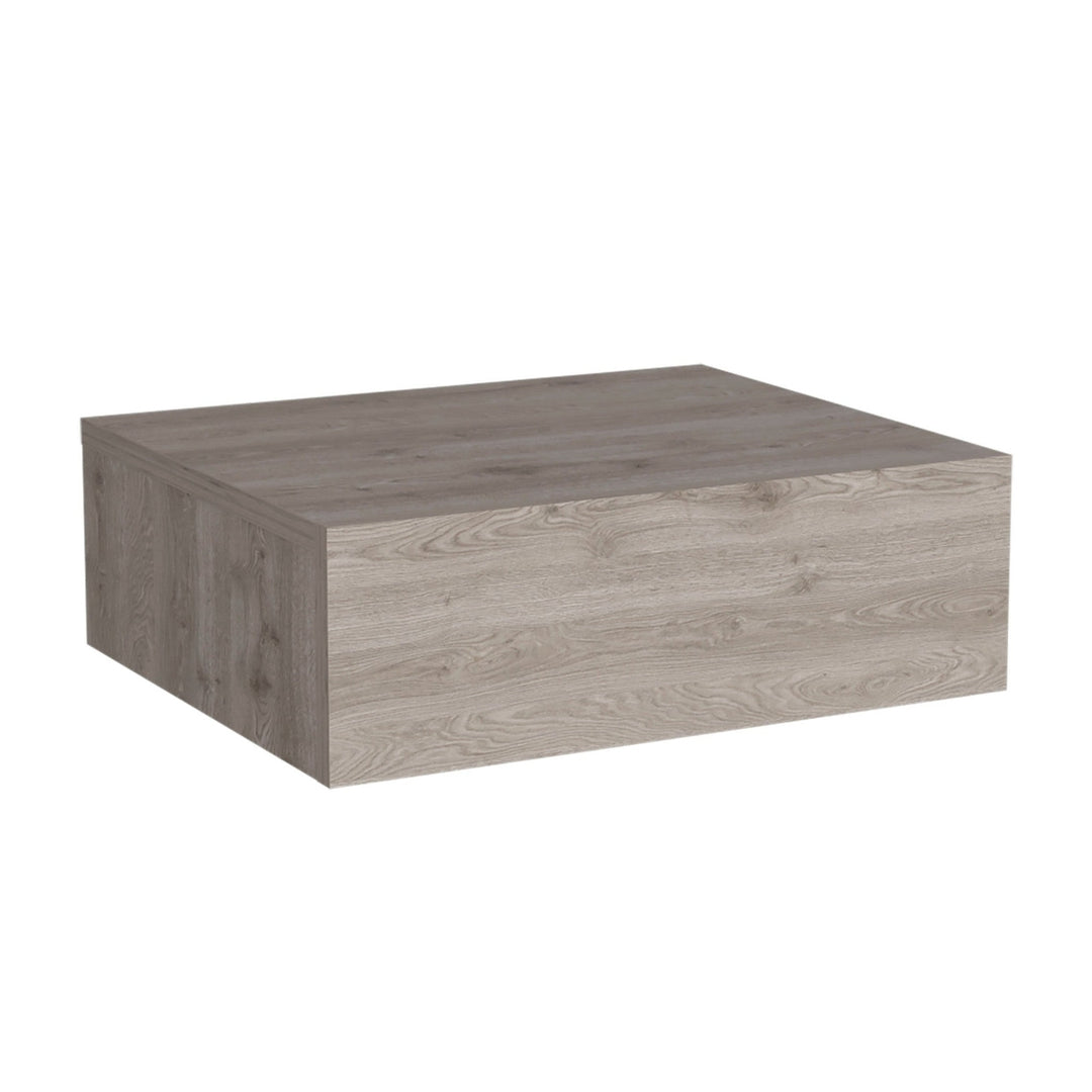 5" Gray One Drawer Faux Wood Floating Nightstand Image 3