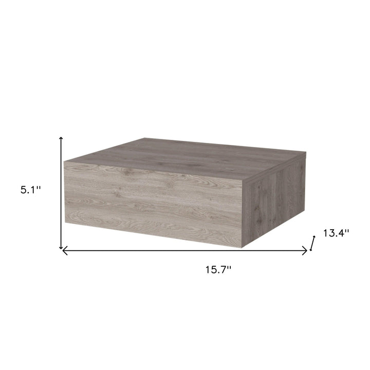 5" Gray One Drawer Faux Wood Floating Nightstand Image 7