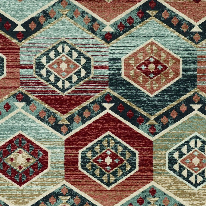 5 X 8 Red Aztec Diamond Area Rug Image 3