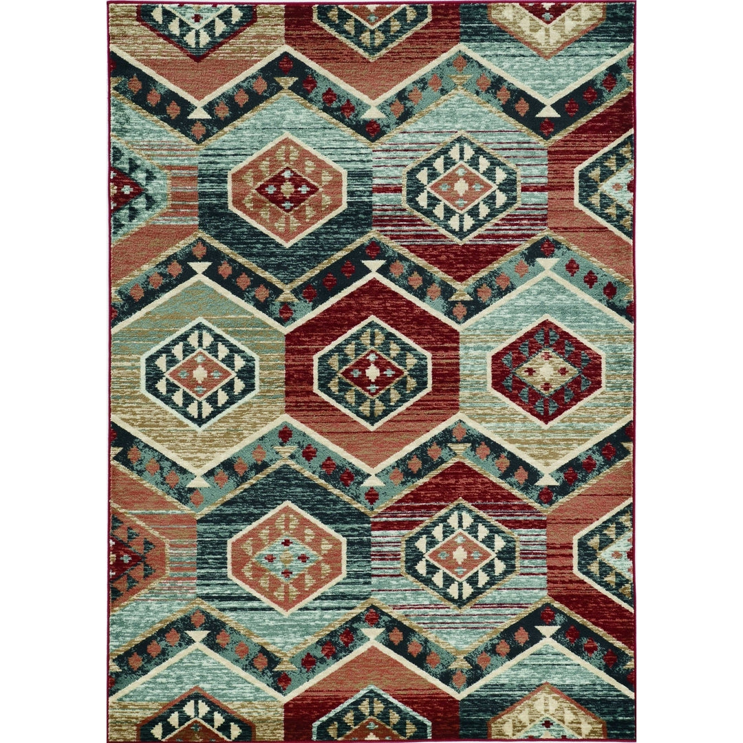 5 X 8 Red Aztec Diamond Area Rug Image 12