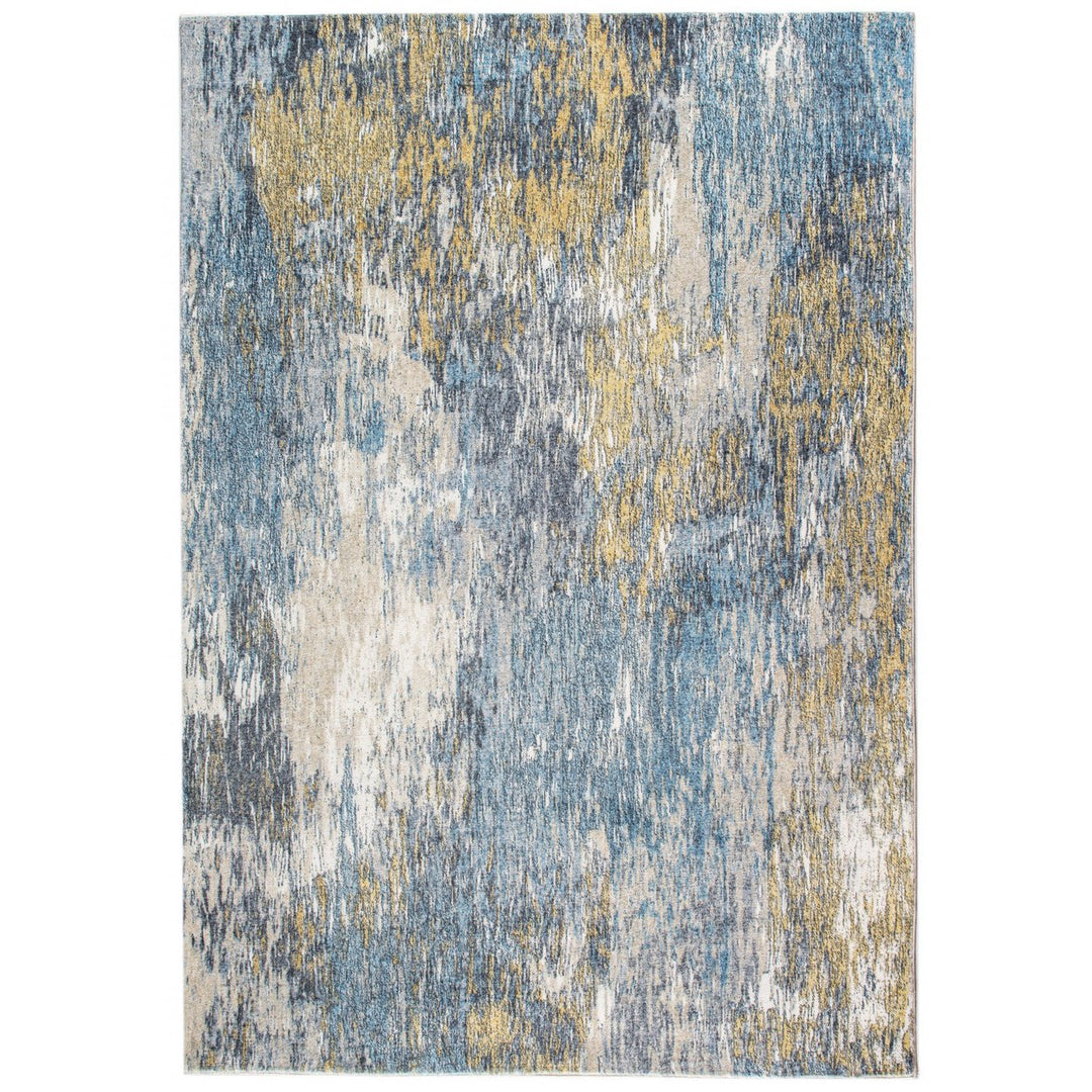 6 x 9 Blue and Gold Abstract Area Rug Image 9