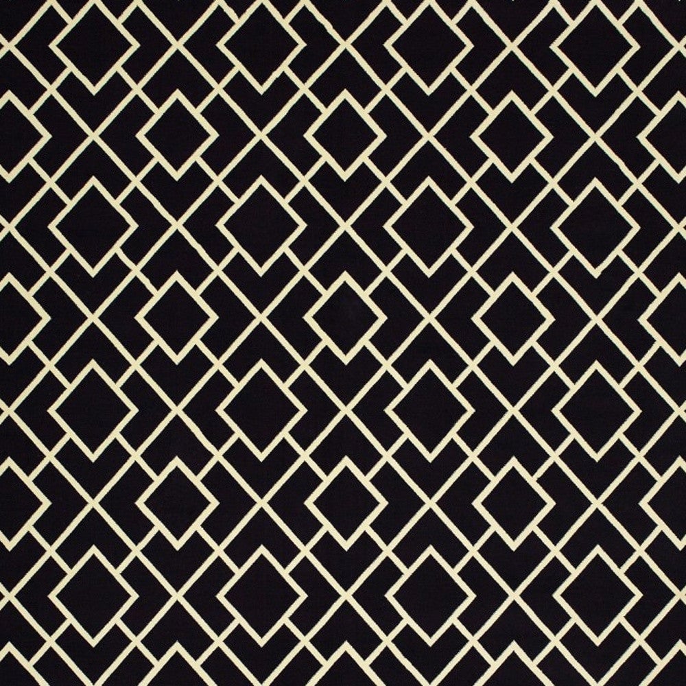 7 X 10 Black Ivory Machine Woven Geometric Diamonds Indoor Area Rug Image 1