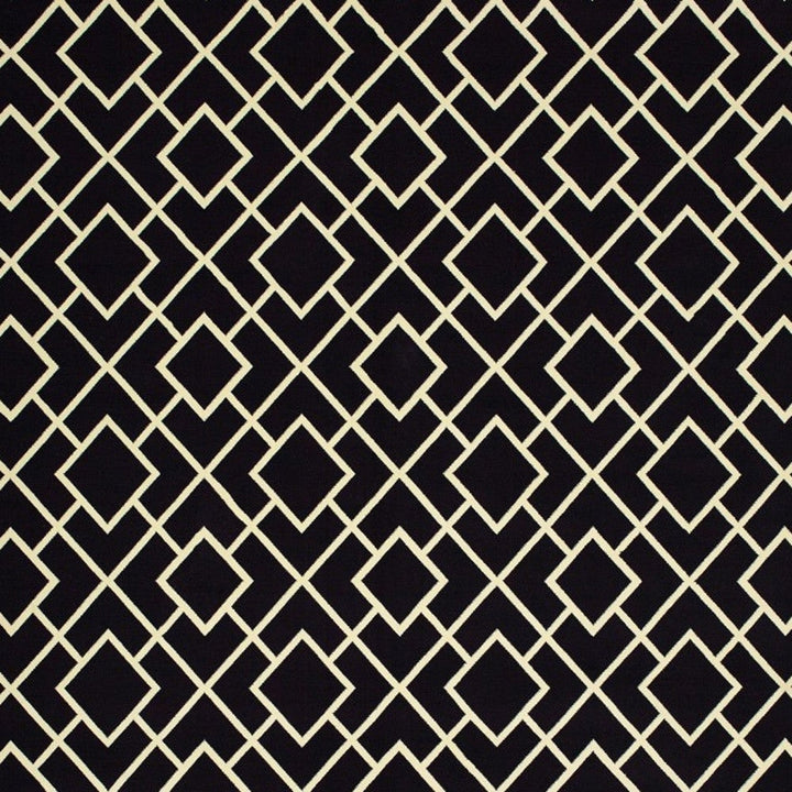 7 X 10 Black Ivory Machine Woven Geometric Diamonds Indoor Area Rug Image 1