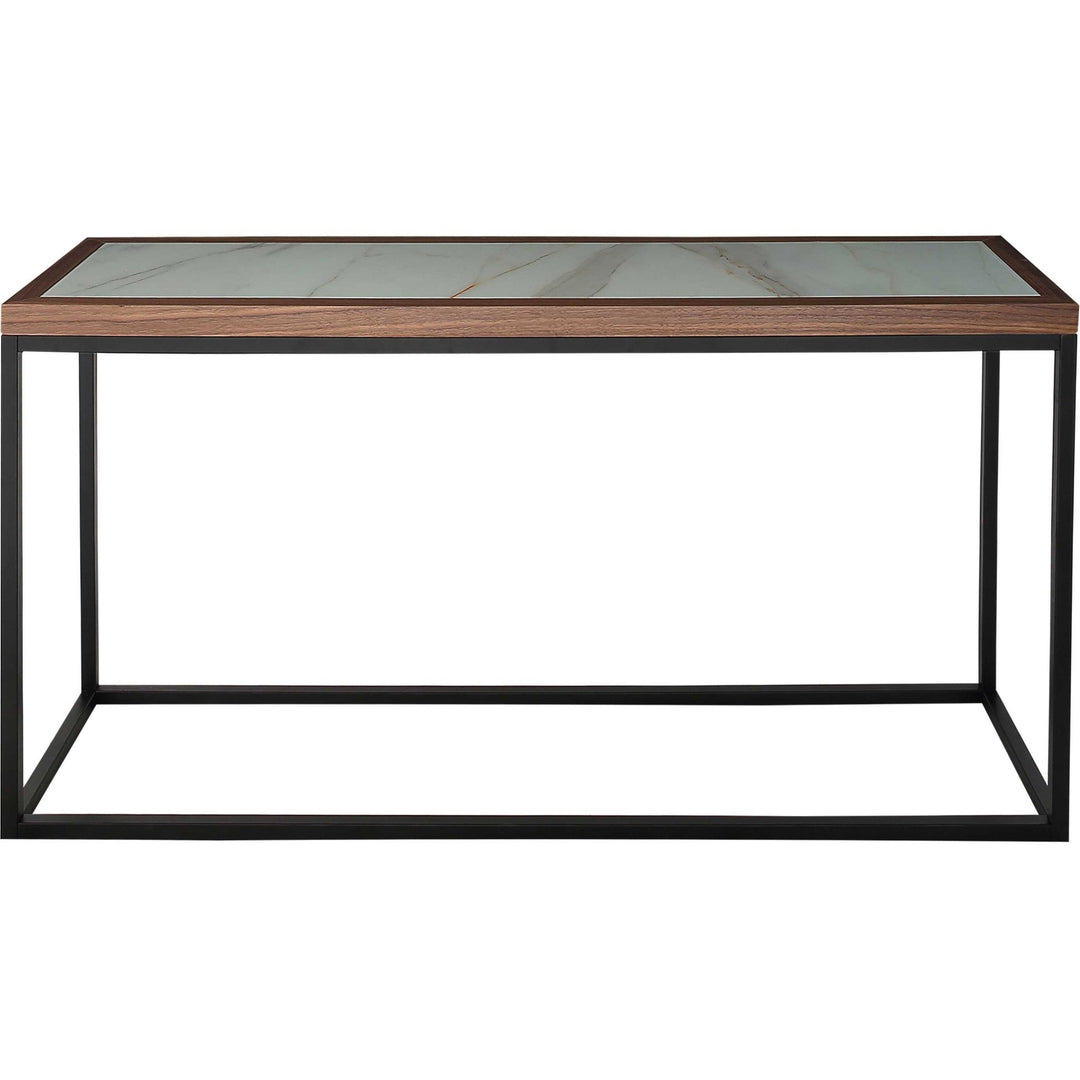 59" Brown and White and Black Glass Frame Console Table Image 1